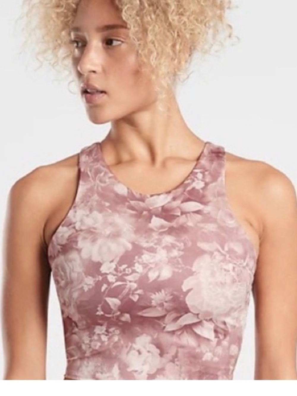 Athleta Antoinette Velvety Pink Floral Scoop Neck Tank Top XS